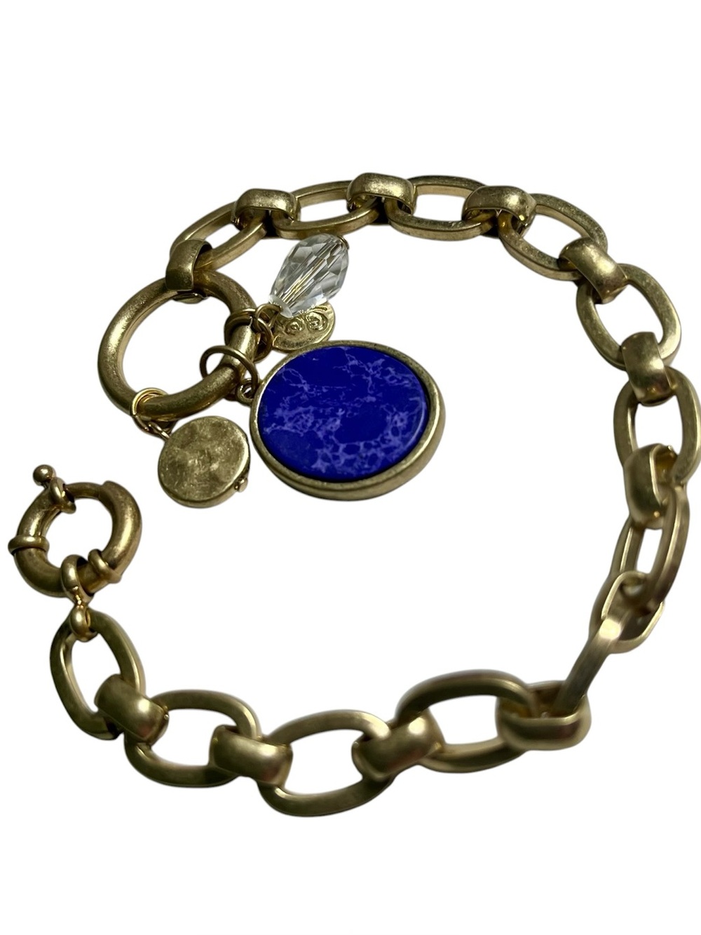 Plunder Bracelet with blue Stone Pendant- adjustable to 9”